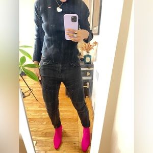 Zara black biker skinny jeans